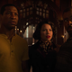 Atticus “Tic” Freeman (Jonathan Majors), left; Letitia “Leti” Lewis (Jurnee Smollett); and “Uncle George” Freeman (Courtney B. Vance) inside the Ardham Lodge.